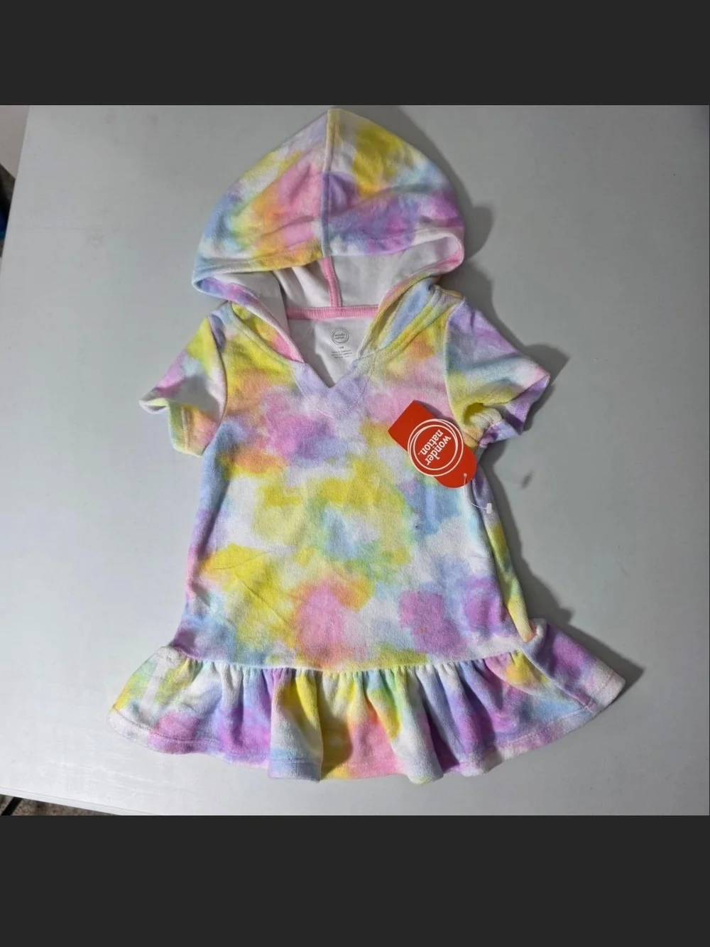 Wonder Nation Hooded Cover-up Dress - Pastel Tie-Dye
